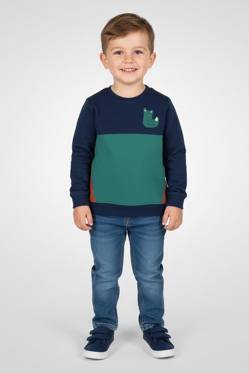 guppy Toddlers Boy Colorblock Long Sleeve Sweatshirt, Multicolor - Image 1